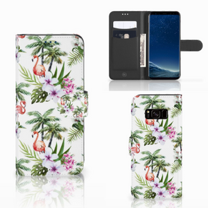 Samsung Galaxy S8 Telefoonhoesje met Pasjes Flamingo Palms