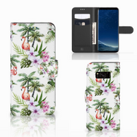 Samsung Galaxy S8 Telefoonhoesje met Pasjes Flamingo Palms - thumbnail