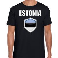Estland vlag thema landen t-shirt - zwart - voor heren - Supporters kleding - korte mouwen
