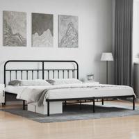 Bedframe met hoofdbord metaal zwart 200x200 cm
