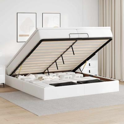 Ottoman bed met matrassen 200x200cm kunstleer wit