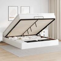 Ottoman bed met matrassen 200x200cm kunstleer wit