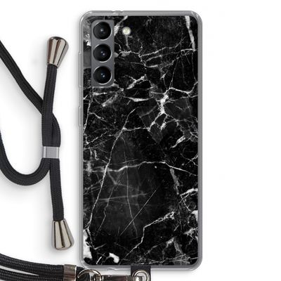 Zwart Marmer 2: Samsung Galaxy S21 Transparant Hoesje met koord