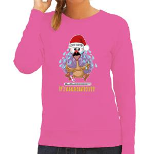 Foute Kersttrui/sweater voor dames - cold turkey - roze - doomsday - kerstfeest