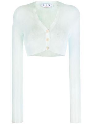 Off-White cardigan crop à logo brodé - Bleu
