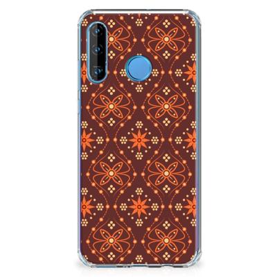 Huawei P30 Lite Doorzichtige Silicone Hoesje Batik Brown Huawei P30 Lite Doorzichtige Silicone Hoesje Batik Brown