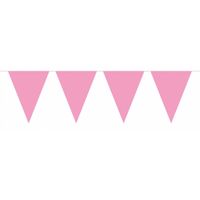 Baby roze vlaggenlijn slingers extra groot 10 meter - Vlaggenlijnen