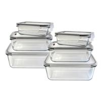 Cook Concept Vershoudbakjes met deksel - glas - set 6x stuks - 350/800/1800 ml Cook Concept Vershoudbakjes met deksel - glas - set 6x stuks - 350/800/1800 ml