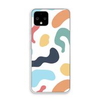 Memphis Shapes Blue: Pixel 4 Transparant Hoesje