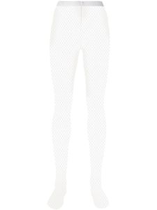 Comme Des Garçons legging à empiècements en résille - Blanc