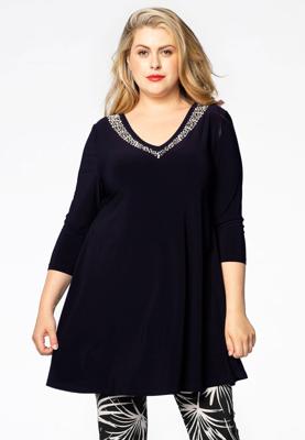 Yoek Tuniek wide bottom strass | Blauw | Maat 38/40