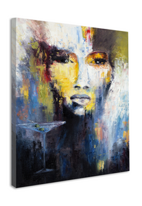 Karo-art Schilderij - Abstracte vrouw, Multikleur , 3 maten ,print op canvas , Wanddecoratie