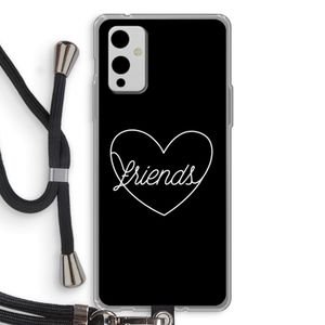 Friends heart black: OnePlus 9 Transparant Hoesje met koord