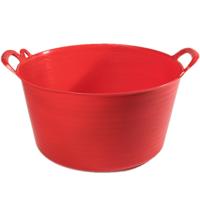 Flexibele emmer/kuip - 2x - rood - kunststof - rond - 26 liter - 49 x 44 x 27 cm - wasmand