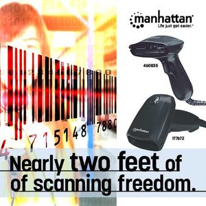 Manhattan 177672 USB-Kit Barcodescanner Kabel 1D CCD Zwart Handmatig USB
