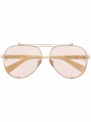 Balmain Eyewear lunettes de soleil Captaine à monture pilote - Tons neutres