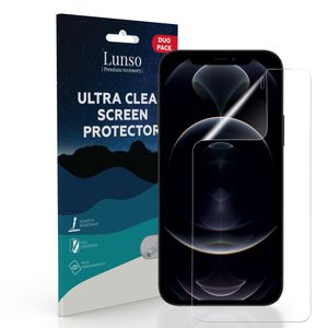 Lunso - Duo Pack (2 stuks) Beschermfolie - Full Cover Screen Protector - iPhone 12 Pro Max