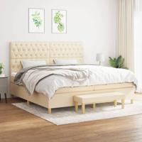 Boxspring met matras stof crèmekleurig 200x200 cm