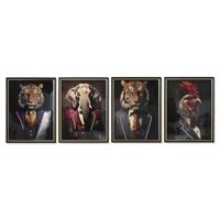 Schilderij Home ESPRIT Zwart Dier Loft Coating 64 x 4,5 x 84 cm (4 Stuks)