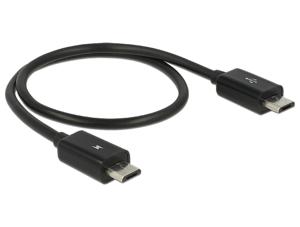 Delock USB-kabel USB 2.0 USB-micro-B stekker, USB-micro-B stekker 0.30 m Zwart Met OTG-functie 83570