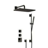 Hotbath Gal - GL106 - Inbouw Regendoucheset - Geborsteld Gunmetal PVD - 2 Stopkranen - Thermostatisch - Wandarm 35 cm - Hoofddouche 270x400 mm - Staafhanddouche - Glijstang 900 mm - met GL106 - V01