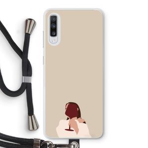 I drink wine: Samsung Galaxy A70 Transparant Hoesje met koord
