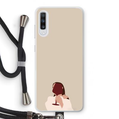 I drink wine: Samsung Galaxy A70 Transparant Hoesje met koord