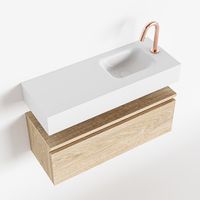 Toiletmeubel Mondiaz Andor | 80 cm | Meubelkleur Washed oak | Lex vrijhangend wastafel Talc Rechts | 1 kraangat