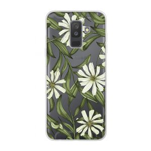 Wit bloemenpatroon: Samsung Galaxy A6 Plus (2018) Transparant Hoesje