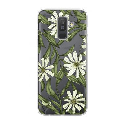 Wit bloemenpatroon: Samsung Galaxy A6 Plus (2018) Transparant Hoesje