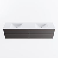 MONDIAZ VICA 200cm badmeubel onderkast Dark Grey 4 lades. Wastafel CLOUD dubbel 2 kraangaten, kleur Talc.