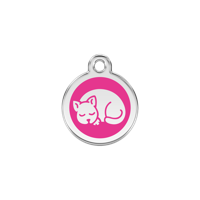 Kitten Hot Pink roestvrijstalen kattenpenning small/klein dia. 2 cm - Reddingo