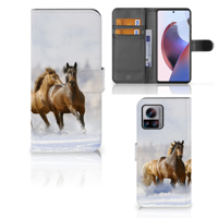 Motorola Edge 30 Ultra Telefoonhoesje met Pasjes Paarden