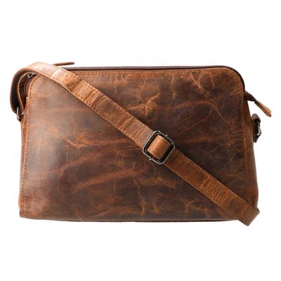Leather Design Schoudertas Hunter Bruin