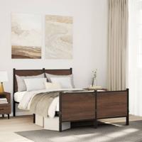 Bedframe zonder matras metaal bruin eikenkleurig 137x190 cm