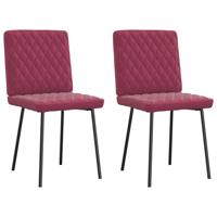 Eetkamerstoelen 2 st fluweel wijnrood