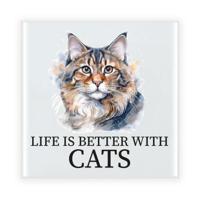Cadeau tegel kattenliefhebber - Siberische Boskat kat/poes - keramiek - waterverf - 15 cm Cadeau tegel kattenliefhebber - Siberische Boskat kat/poes - keramiek - waterverf - 15 cm