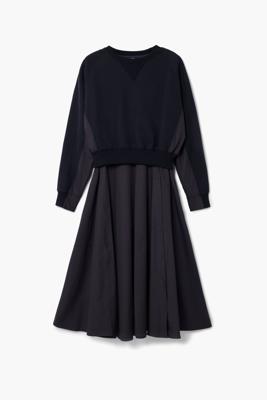 Gecombineerde effen jurk - BLACK - S