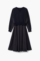 Gecombineerde effen jurk - BLACK - S