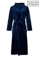 Blauwe fleece badjas met capuchon-s/m