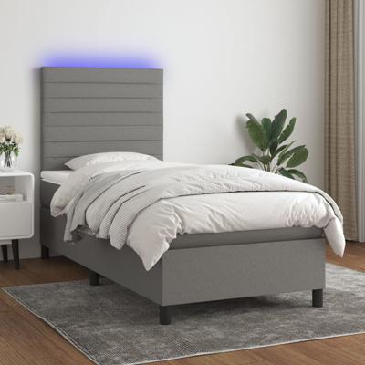 Boxspring met matras en LED stof donkergrijs 80x200 cm