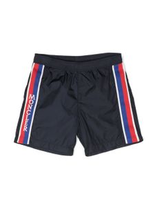 Moncler Enfant short de bain à logo imprimé - Bleu