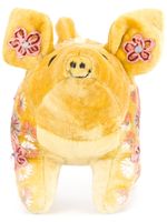 Anke Drechsel cochon en peluche à broderies - Jaune