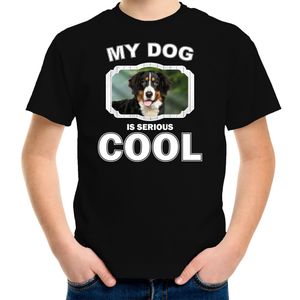 Berner sennen honden t-shirt my dog is serious cool zwart voor kinderen