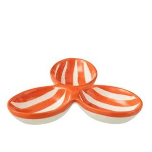 J-Line Apero Dish Granada Stripes Clover Ceramic White Orange