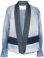 Greg Lauren veste en jean à design patchwork - Bleu