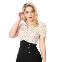 Unique Vintage Caroline Blouse Cream Black Dot-XXL