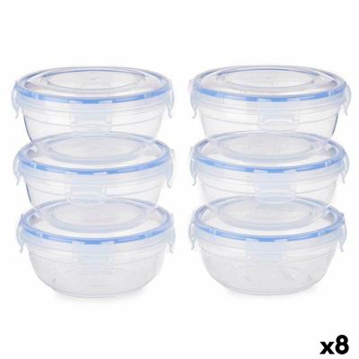 Set Lunchboxen Hermetisch Blauw Transparant Plastic 800 ml 15,5 x 7,5 x 15,5 cm (8 Stuks)