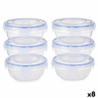 Set Lunchboxen Hermetisch Blauw Transparant Plastic 800 ml 15,5 x 7,5 x 15,5 cm (8 Stuks) - thumbnail