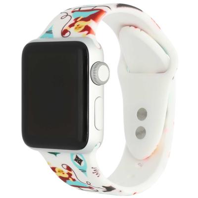 Apple Watch Print Sport Band - Kerst Wit - 44, 45, 46 & 49mm Apple Watch Print Sport Band - Kerst Wit - 44, 45, 46 & 49mm